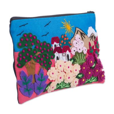 Alternate image for Colorful Andean Gardens Cotton Blend Appliqu Pencil Case Flourishing Gardens