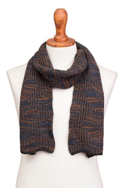 Alternate image for Azure and Sunrise 100 Alpaca Wrap Scarf from Peru Warm Waves