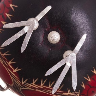 Alternate image for Sterling Silver and Red Gourd Female Owl Doctor Figurine Female Owl Doctor in Red