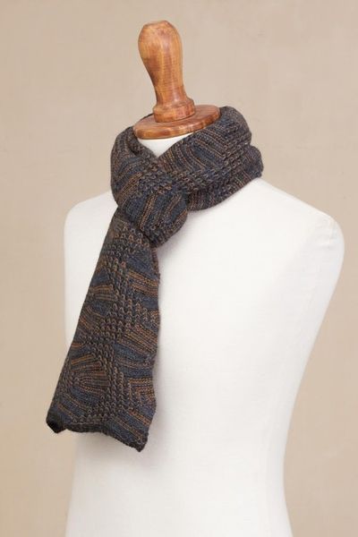 Alternate image for Azure and Sunrise 100 Alpaca Wrap Scarf from Peru Warm Waves