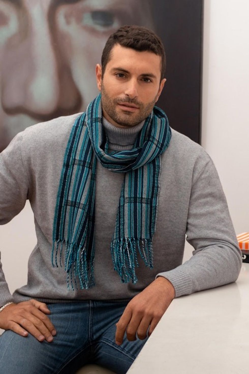 Hand Loomed Baby Alpaca Scarf 'Huancayo Heritage'