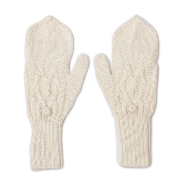 Alternate image for Diamond Pattern 100 Alpaca Mittens in Alabaster from Peru Diamond Elegance in Alabaster