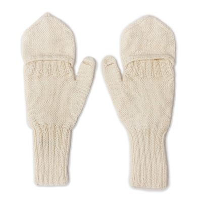 Alternate image for Diamond Pattern 100 Alpaca Mittens in Alabaster from Peru Diamond Elegance in Alabaster