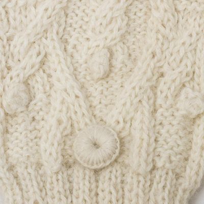 Alternate image for Diamond Pattern 100 Alpaca Mittens in Alabaster from Peru Diamond Elegance in Alabaster