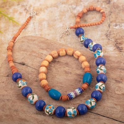 Alternate image for Handcrafted Ceramic Beaded Necklace and Stretch Bracelet Trust and Stability