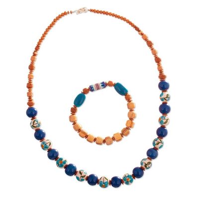 Alternate image for Handcrafted Ceramic Beaded Necklace and Stretch Bracelet Trust and Stability