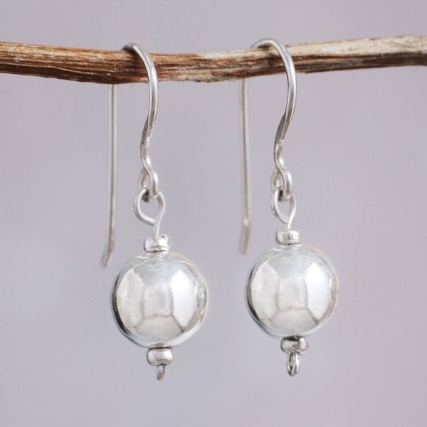 Alternate image for Polished Sterling Silver Handcrafted Dangle Earrings Eternal Moonlight