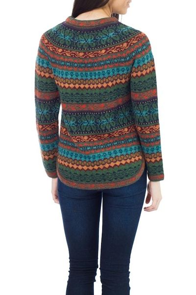 Alternate image for Alpaca Wool Pullover Sweater Andean Meadow