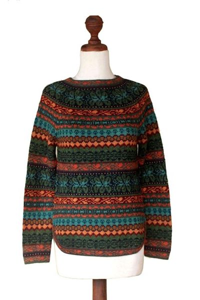 Alternate image for Alpaca Wool Pullover Sweater Andean Meadow