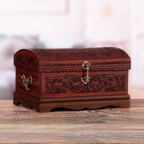 Alternate image for Decorative Chest Colonial Leather Jewelry Box Colonial Legacy