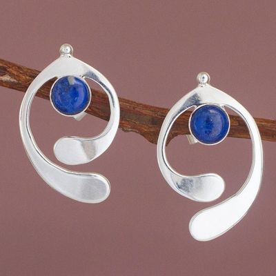 Alternate image for Lapis Lazuli and Sterling Silver Drop Earrings from Peru Caress of an Angel