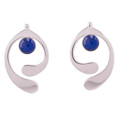 Alternate image for Lapis Lazuli and Sterling Silver Drop Earrings from Peru Caress of an Angel