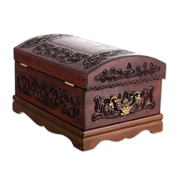 Alternate image for Decorative Chest Colonial Leather Jewelry Box Colonial Legacy