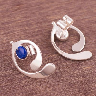 Alternate image for Lapis Lazuli and Sterling Silver Drop Earrings from Peru Caress of an Angel