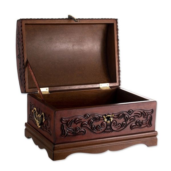 Alternate image for Decorative Chest Colonial Leather Jewelry Box Colonial Legacy