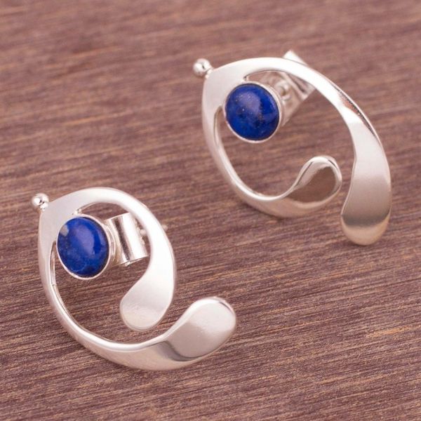 Alternate image for Lapis Lazuli and Sterling Silver Drop Earrings from Peru Caress of an Angel