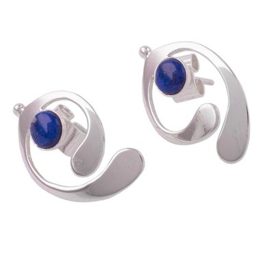 Alternate image for Lapis Lazuli and Sterling Silver Drop Earrings from Peru Caress of an Angel