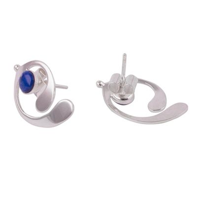 Alternate image for Lapis Lazuli and Sterling Silver Drop Earrings from Peru Caress of an Angel