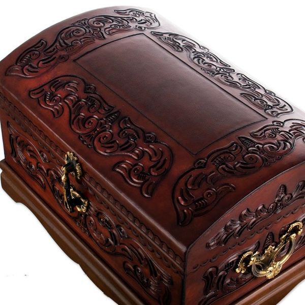 Alternate image for Decorative Chest Colonial Leather Jewelry Box Colonial Legacy