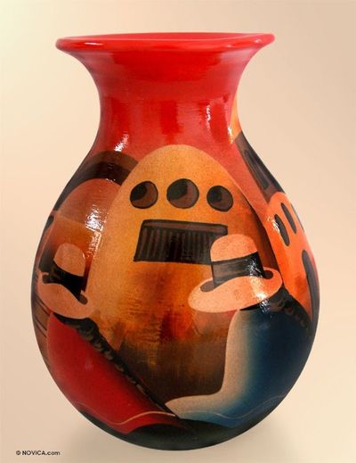 Alternate image for Hand Made Cuzco Colorful Ceramic Vase The Monastery