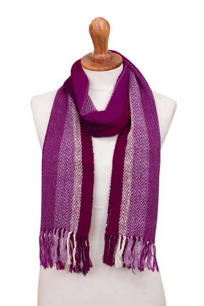 Alternate image for Fuchsia Striped Chevron Pattern Handwoven 100 Alpaca Scarf Chevron Sorbet