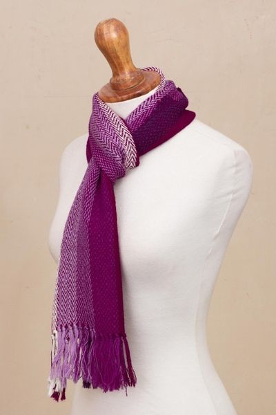 Alternate image for Fuchsia Striped Chevron Pattern Handwoven 100 Alpaca Scarf Chevron Sorbet
