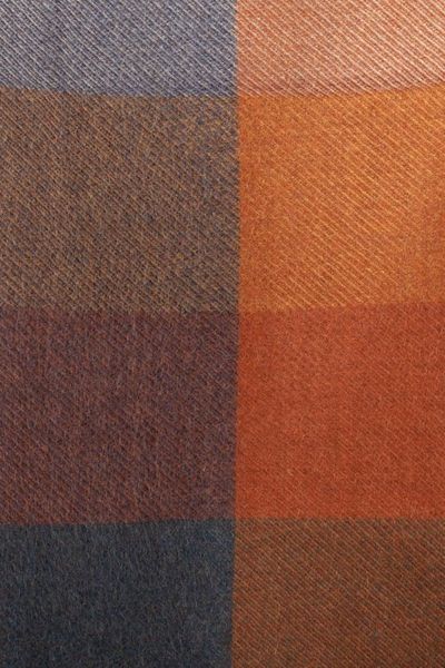 Alternate image for Super Soft Brown-Orange Plaid Alpaca Wool Patterned Scarf Autumn Squared