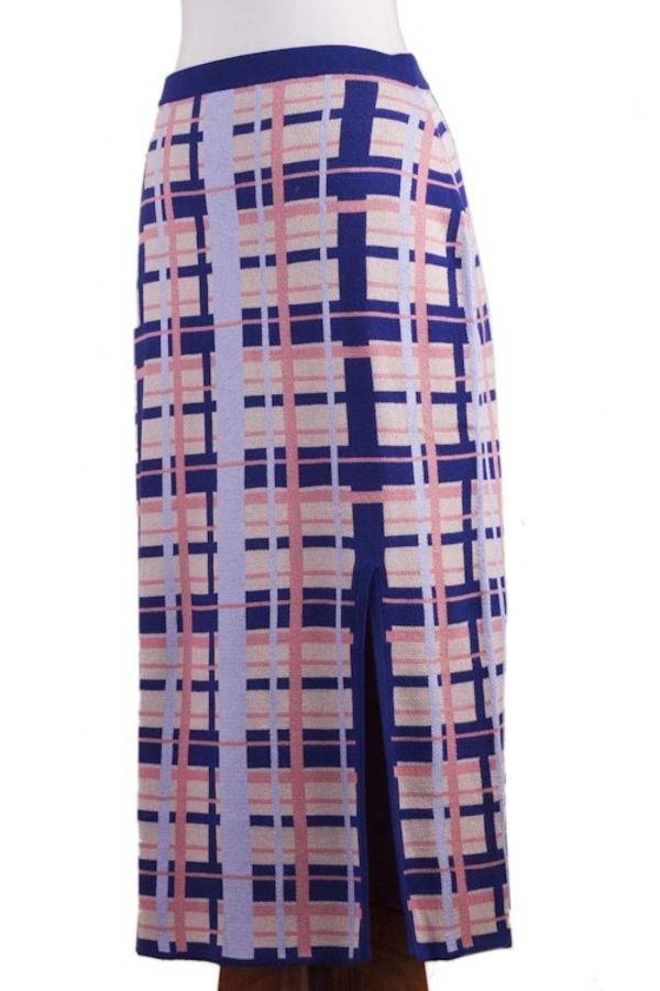 Alternate image for Hand Made Cotton Blend Knit Plaid Maxi Skirt from Peru Melon Spring