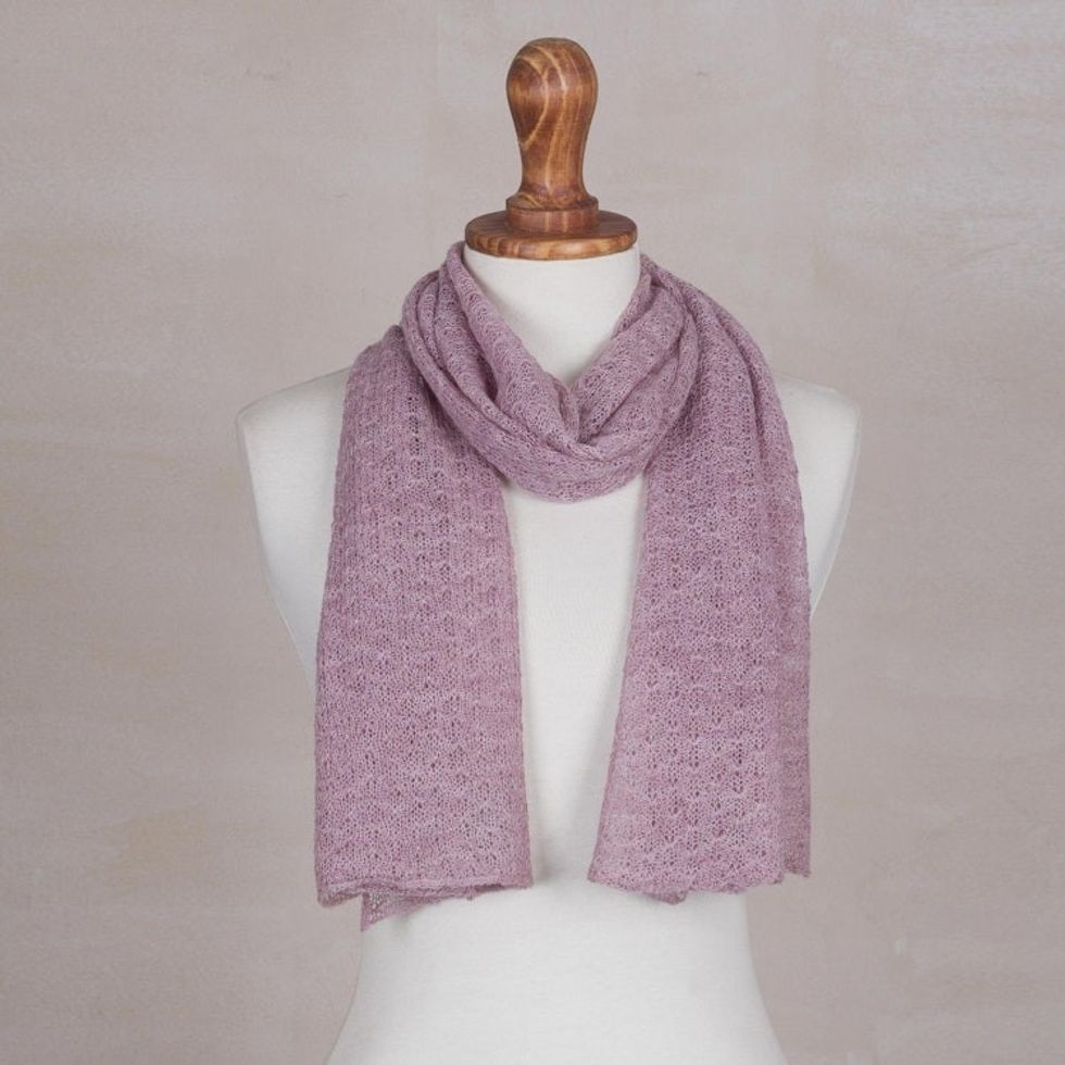 100 Baby Alpaca Wrap Scarf in Petal Pink from Peru 'Petal Pink Gossamer'
