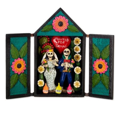 Alternate image for Day of the Dead Style Afterlife Wedding Ceramic Retablo Together until the End