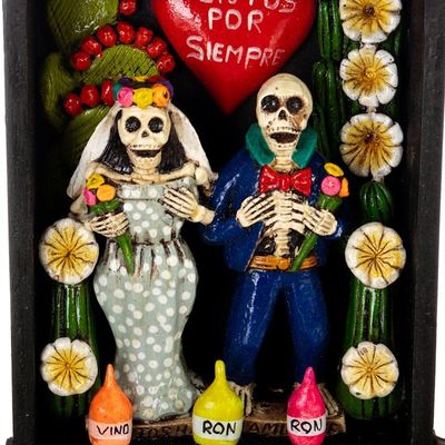 Alternate image for Day of the Dead Style Afterlife Wedding Ceramic Retablo Together until the End