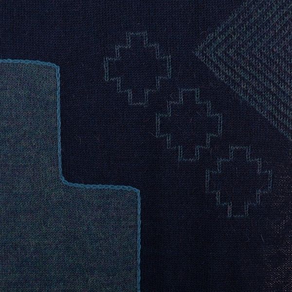Alternate image for Chakana-Themed Reversible Alpaca Blend Scarf in Blue Hues Chakana Visions