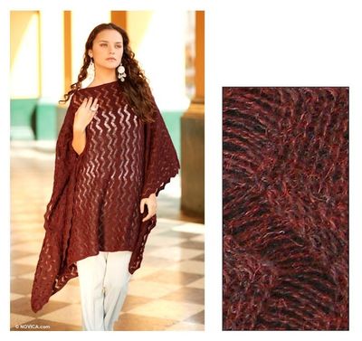 Alternate image for Alpaca Wool Poncho Hemispheres