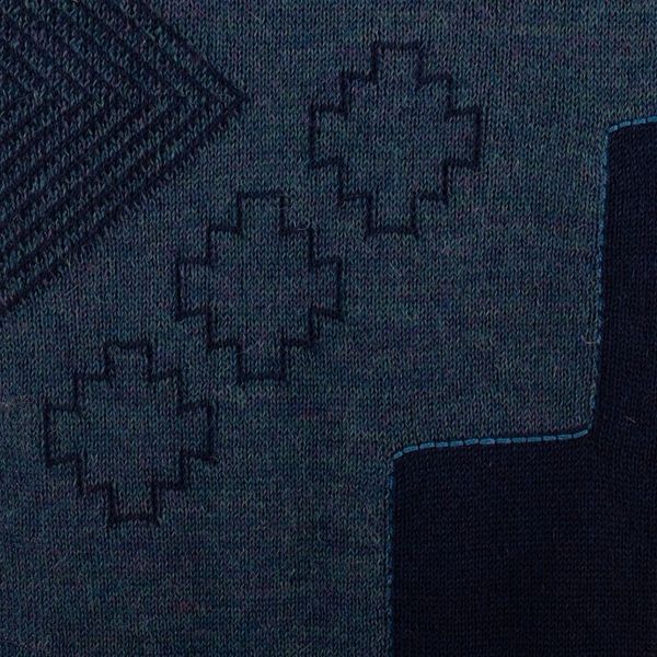 Alternate image for Chakana-Themed Reversible Alpaca Blend Scarf in Blue Hues Chakana Visions