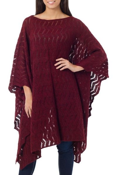 Alternate image for Alpaca Wool Poncho Hemispheres