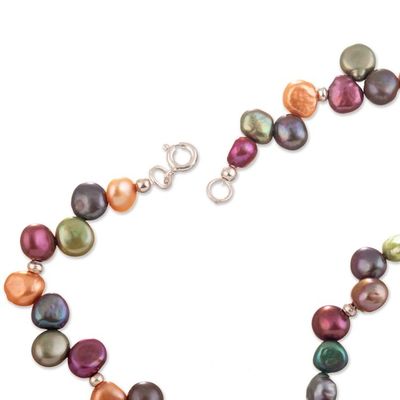 Alternate image for Sterling Silver and Cultured Pearl Marine Charm Anklet Sea Fantasy