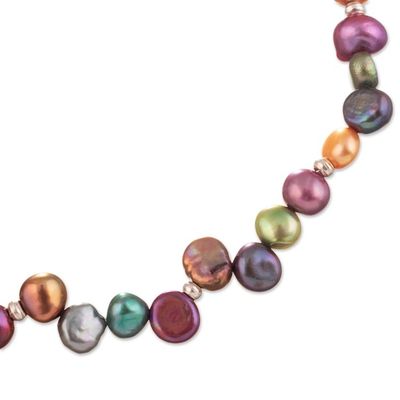 Alternate image for Sterling Silver and Cultured Pearl Marine Charm Anklet Sea Fantasy