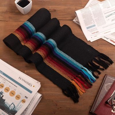 Alternate image for Multi Stripe 100 Alpaca Scarf Tarma Rainbow