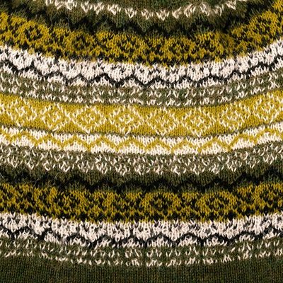 Alternate image for Hand Knit 100 Baby Alpaca Hat in Green Shades from Peru Mystic Jungle