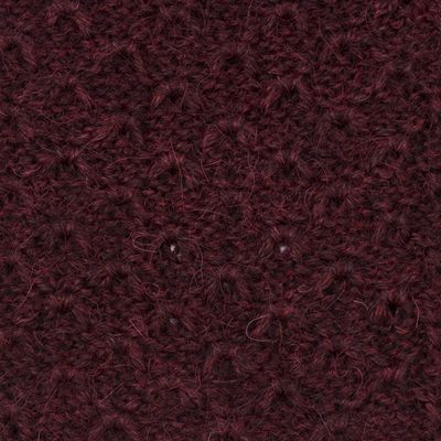 Alternate image for Patterned 100 Baby Alpaca Fingerless Mitts in Maroon Gossamer Wine
