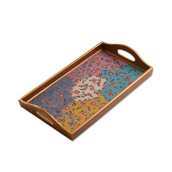 Alternate image for Multicolored Reverse Painted Glass Tray from Peru Margarita Joy