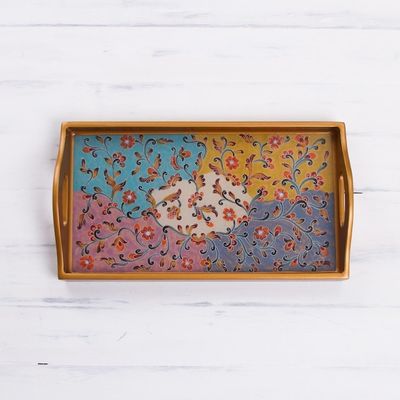 Alternate image for Multicolored Reverse Painted Glass Tray from Peru Margarita Joy