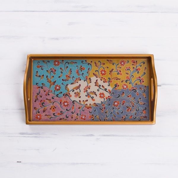 Alternate image for Multicolored Reverse Painted Glass Tray from Peru Margarita Joy