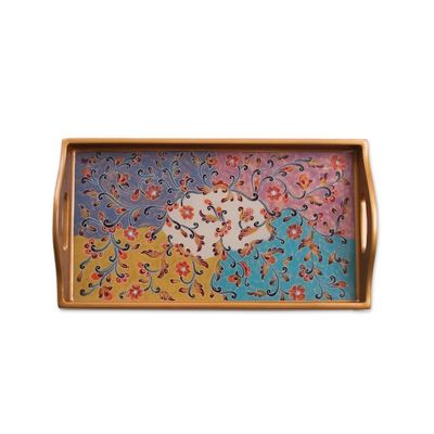 Alternate image for Multicolored Reverse Painted Glass Tray from Peru Margarita Joy