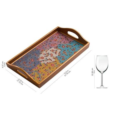 Alternate image for Multicolored Reverse Painted Glass Tray from Peru Margarita Joy