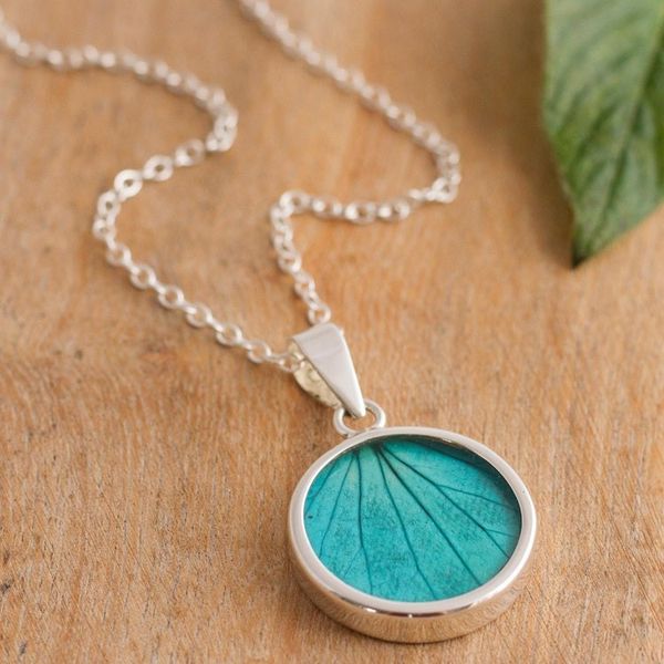 Alternate image for Sterling Silver and Natural Leaf Pendant Necklace from Peru Hydrangea Leaf