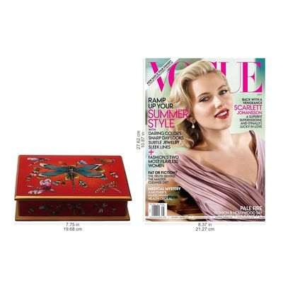 Alternate image for Andean Reverse-Painted Glass Dragonfly Box in Red Red Dragonfly Days