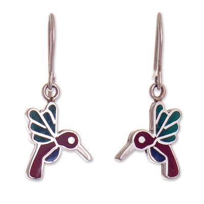 Alternate image for 950 Sterling Silver Hummingbird Dangle Earrings from Peru Hummingbird Joy