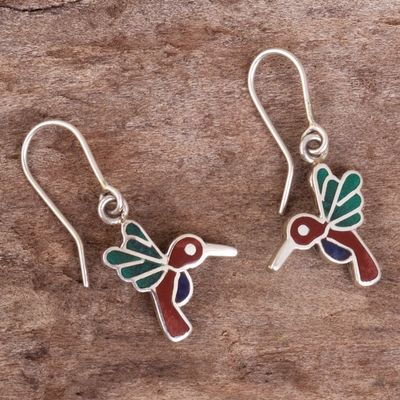 Alternate image for 950 Sterling Silver Hummingbird Dangle Earrings from Peru Hummingbird Joy