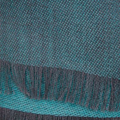 Alternate image for Baby Alpaca and Silk Blend Teal and Grey Reversible Scarf Options in Teal